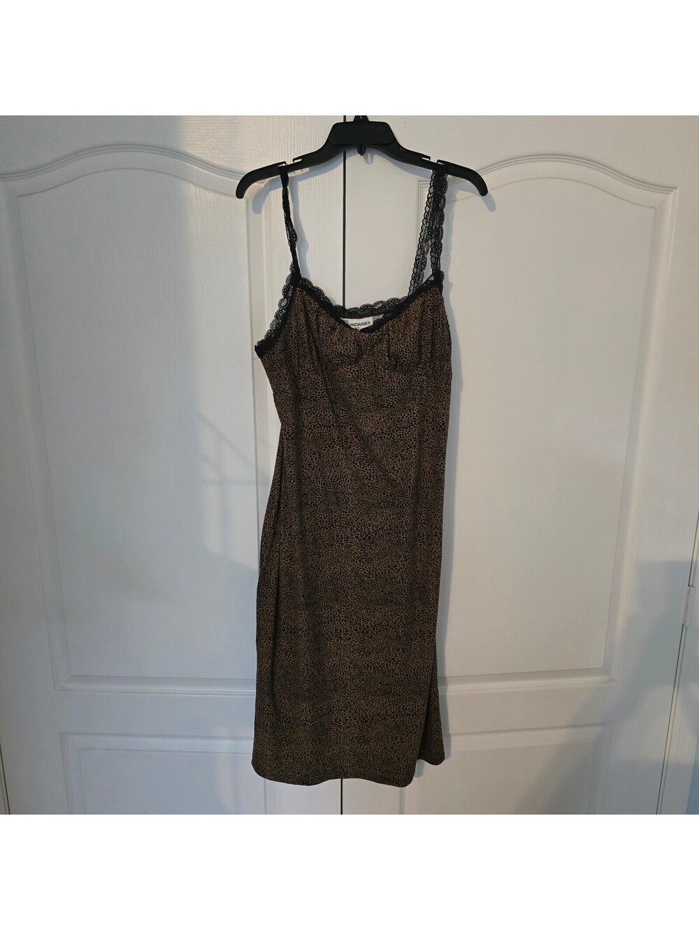 No Boundaries Leopard Print Lace Trim Slip Dress